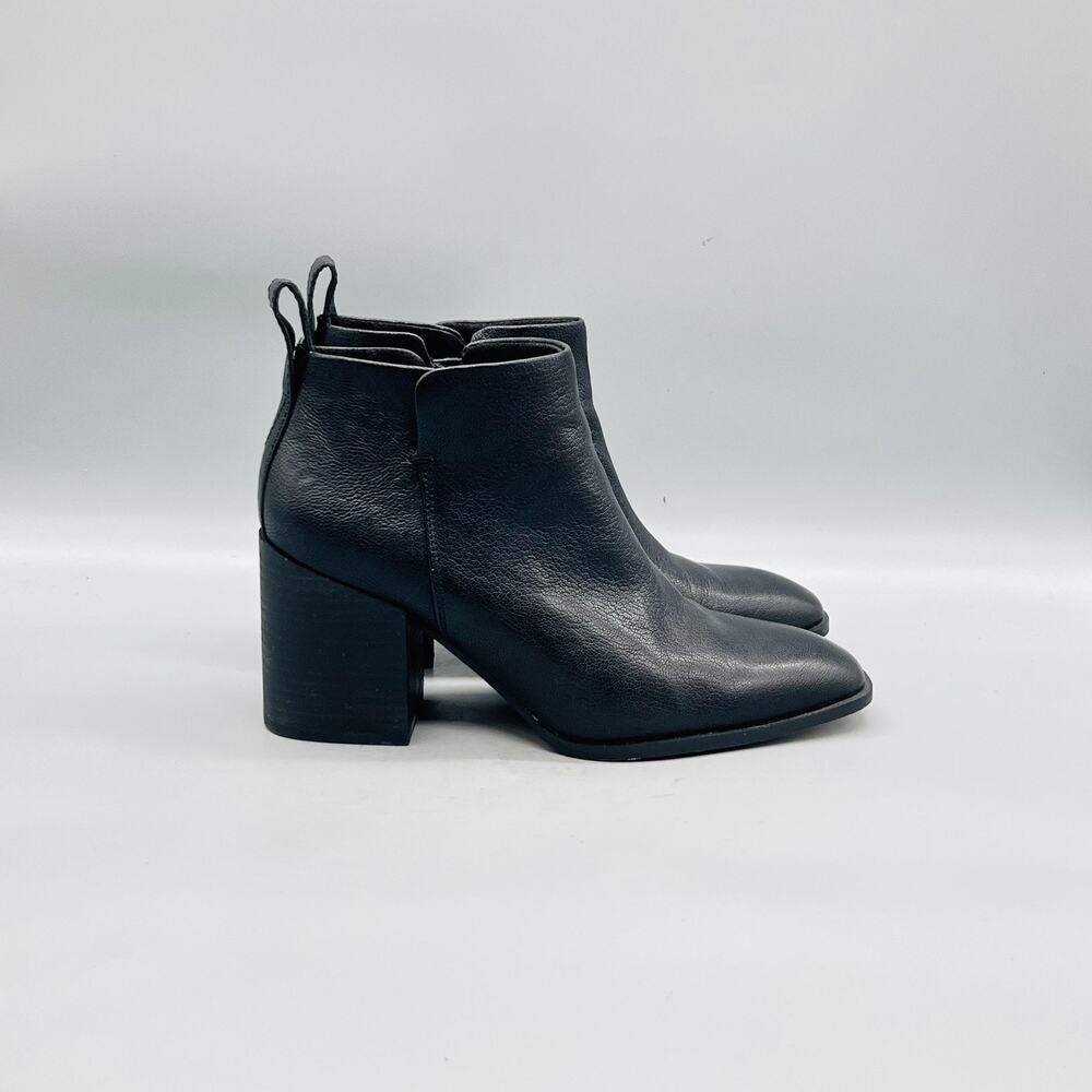 Vionic Boots Womens 8 Black Leather Lyssa Ankle Zip Block Heel Booties Shoes